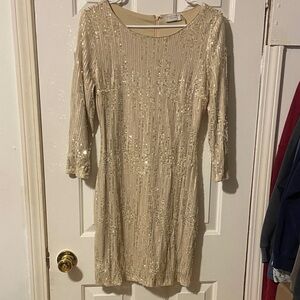 Dress Forum Gold Sequin Long Sleeve Dress
